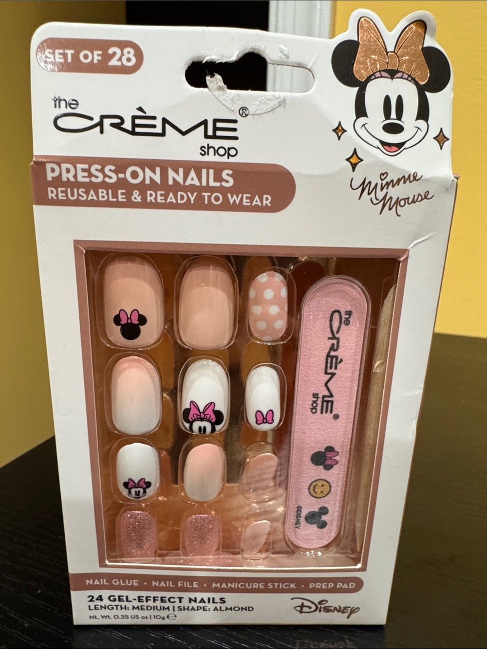 The Crème Shop x Minnie Mouse Pink Almond Press-On Nails brand new set of 28